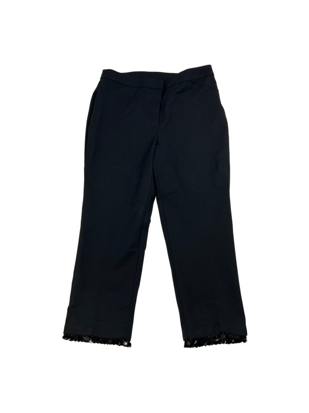Chico’s Women’s Ankle Dress Pants Beaded Cuff High Rise Black Size Large